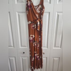 Xhilaration @ Taregt Burnt Orange Floral Jumpsuit Size M